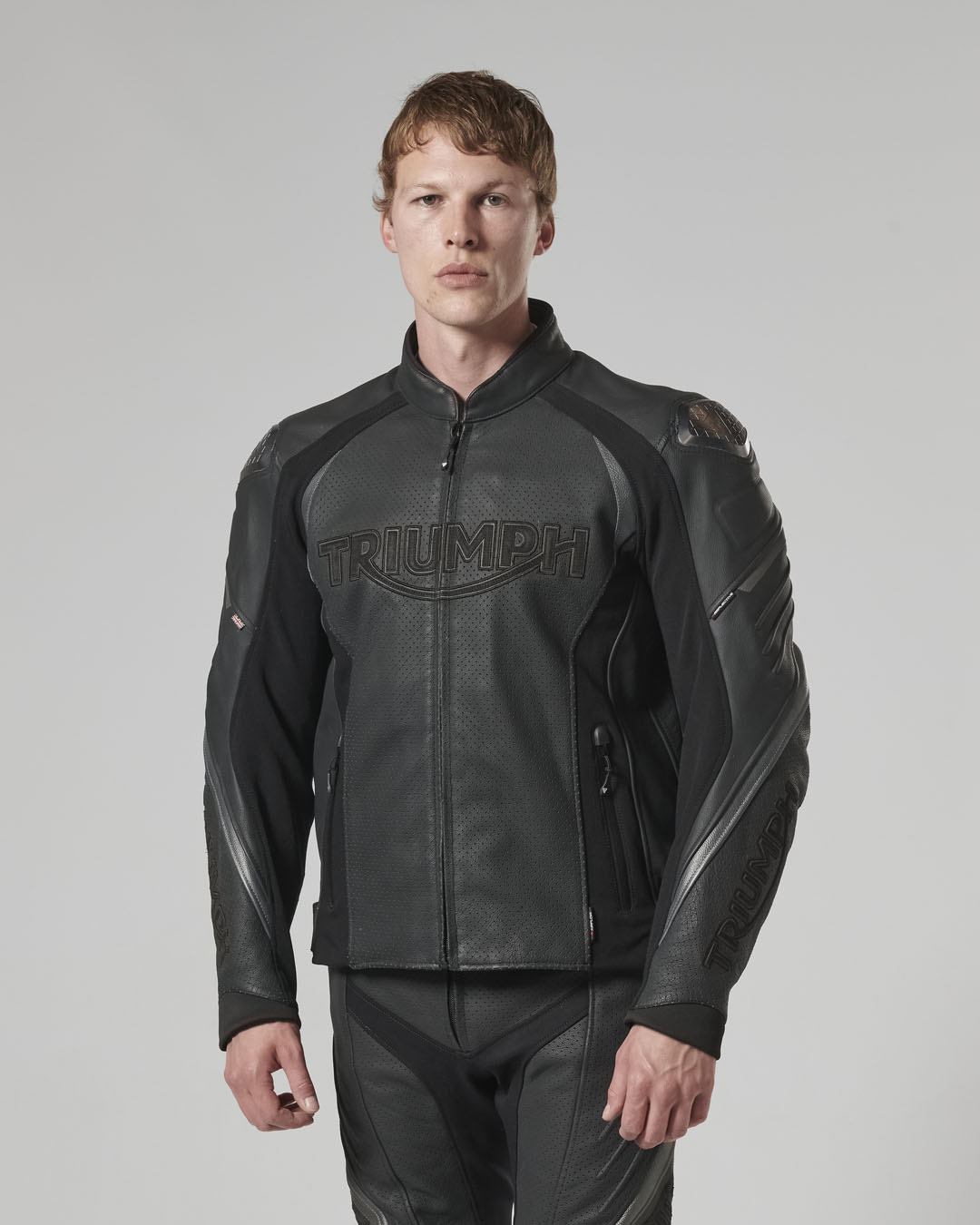 TRIPLE PERFORATED LEATHER JACKET photo 16