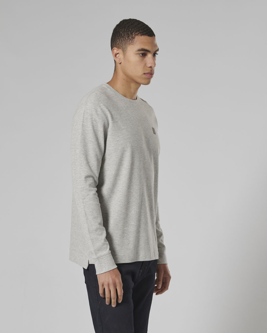 DEAN L/S WAFFLE T-SHIRT GREY MARL M image 3