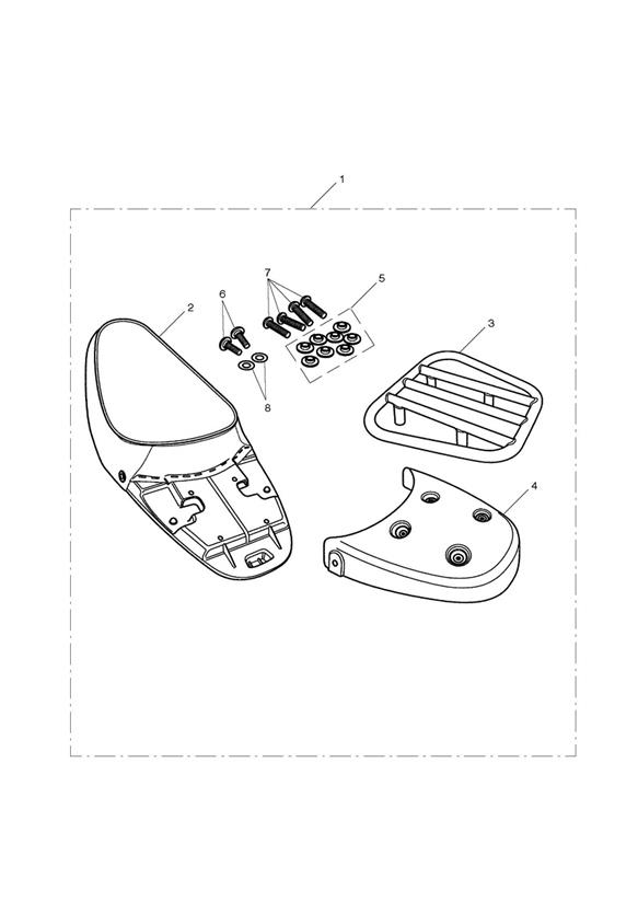 Single Seat & Rack Kit, White Piping