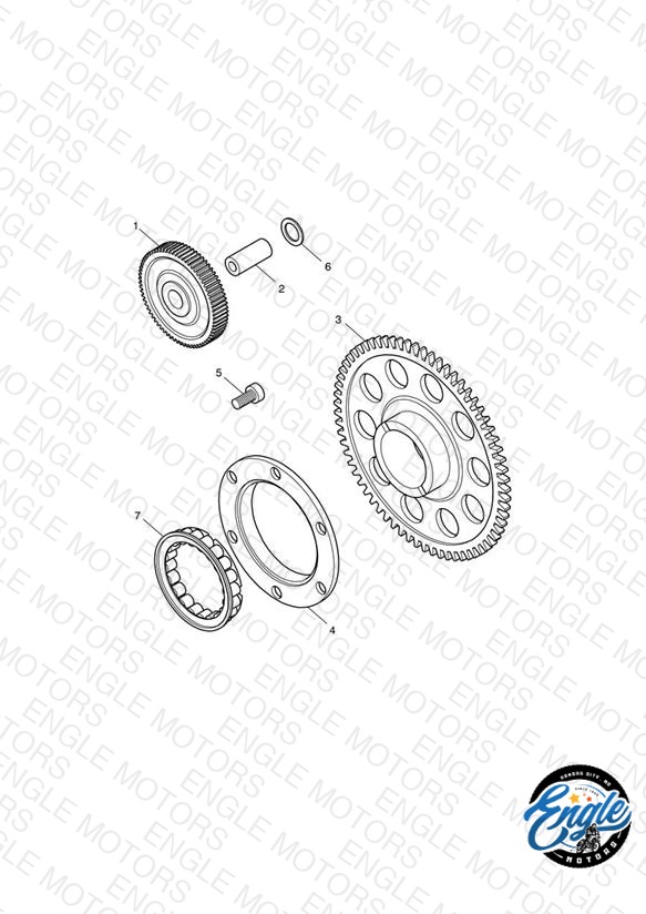 Triumph Air Cooled Scramblers Starter Drive — OEM Parts Diagram