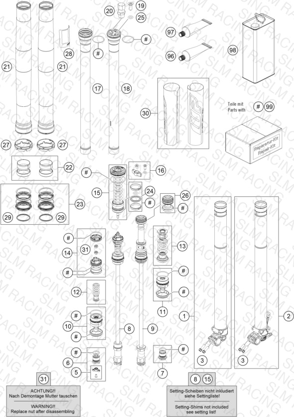FRONT FORK DISASSEMBLED