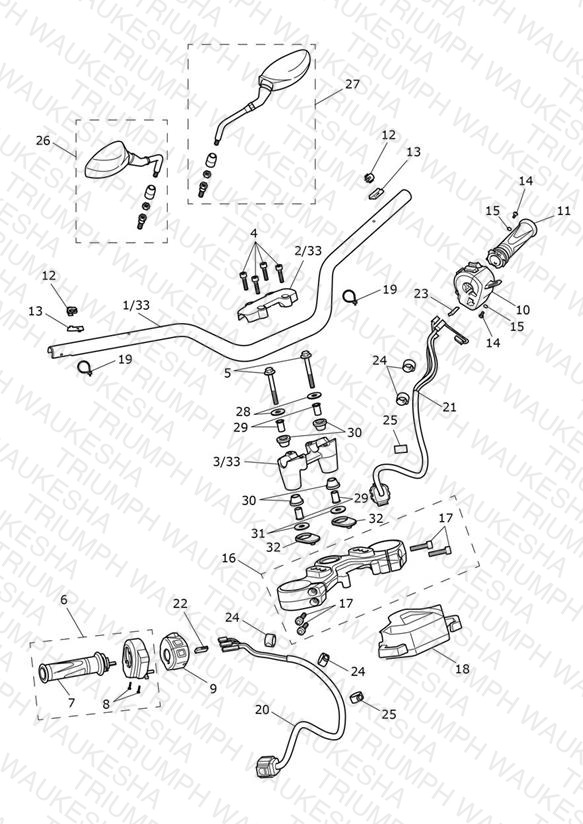 Handlebars, Top Yoke & Mirrors