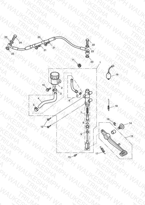 Rear Brake Master Cylinder, Reservoir & Pedal