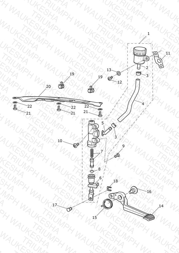 Rear Brake Master Cylinder, Reservoir & Pedal