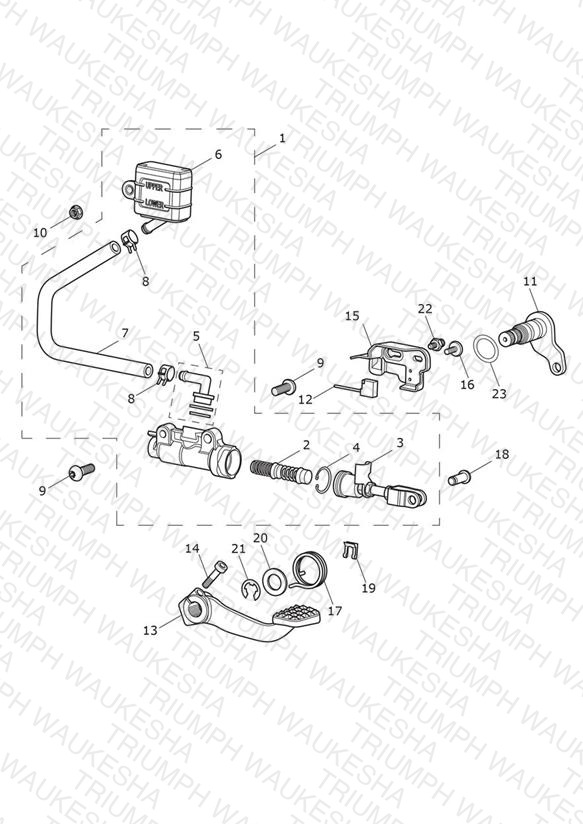 Rear Brake Master Cylinder, Reservoir & Pedal