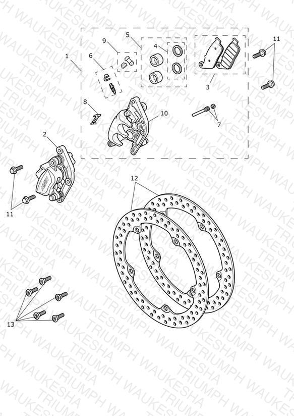 Front Brake Caliper & Discs