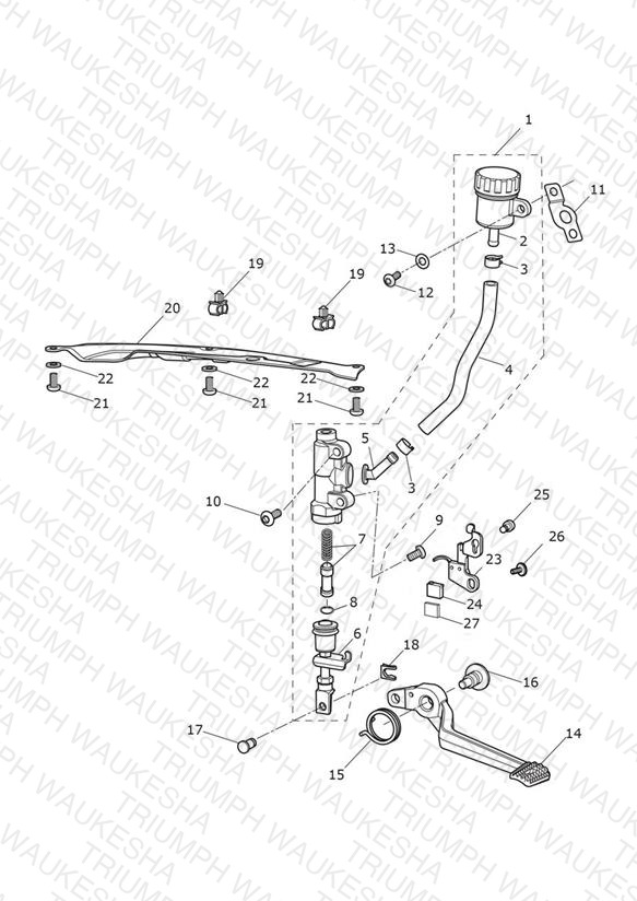 Rear Brake Master Cylinder, Reservoir & Pedal