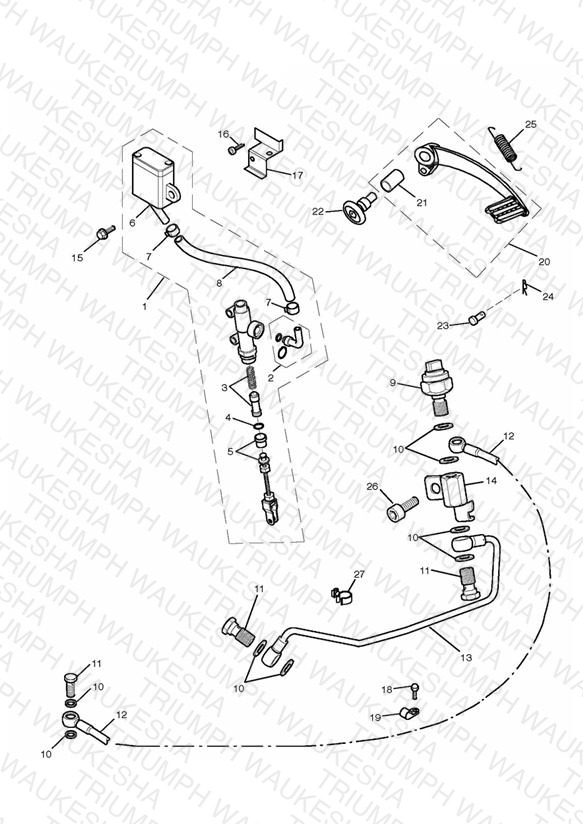 Rear Brake Master Cylinder, Reservoir & Pedal