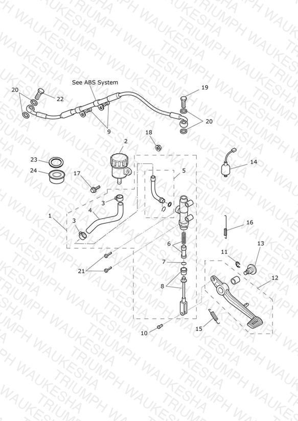 Rear Brake Master Cylinder, Reservoir & Pedal
