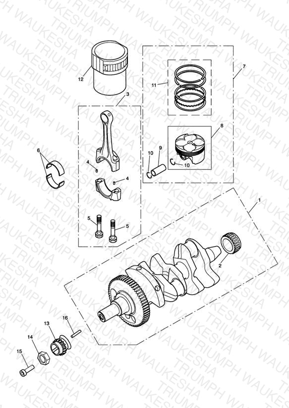 Crankshaft, Connecting Rods, Pistons & Liners