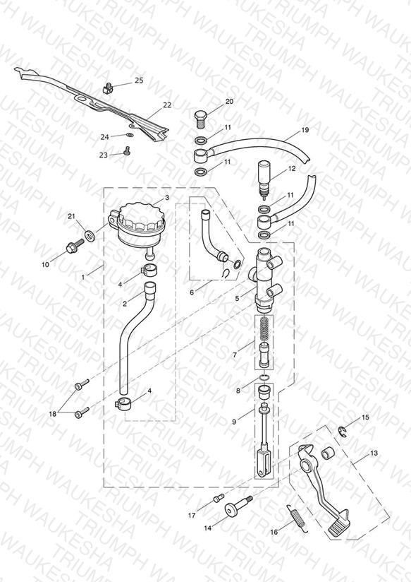 Rear Brake Master Cylinder, Reservoir & Pedal