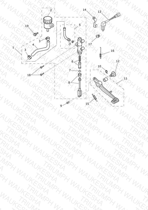 Rear Brake Master Cylinder, Reservoir & Pedal