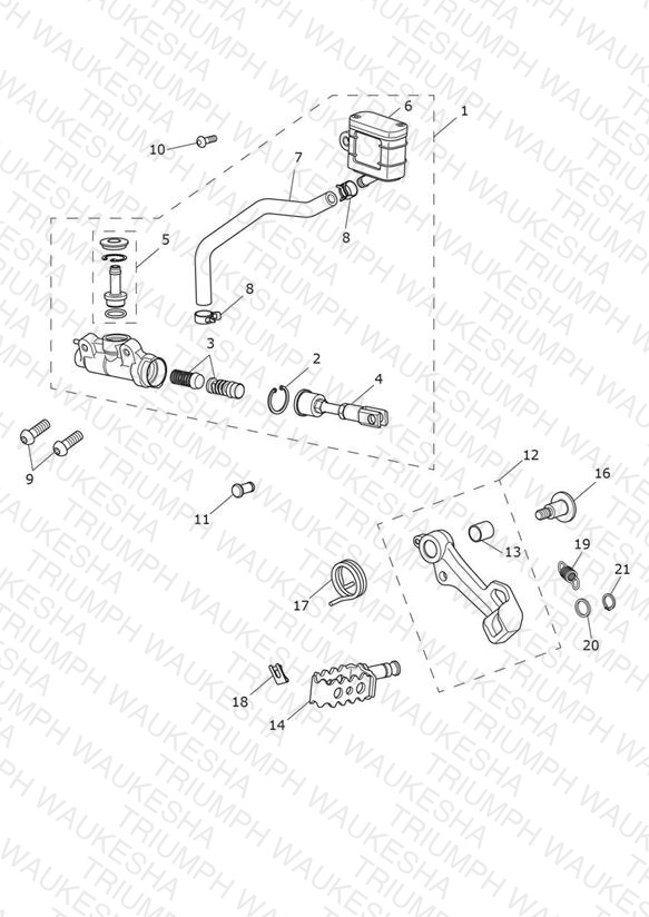 Rear Brake Master Cylinder, Reservoir & Pedal