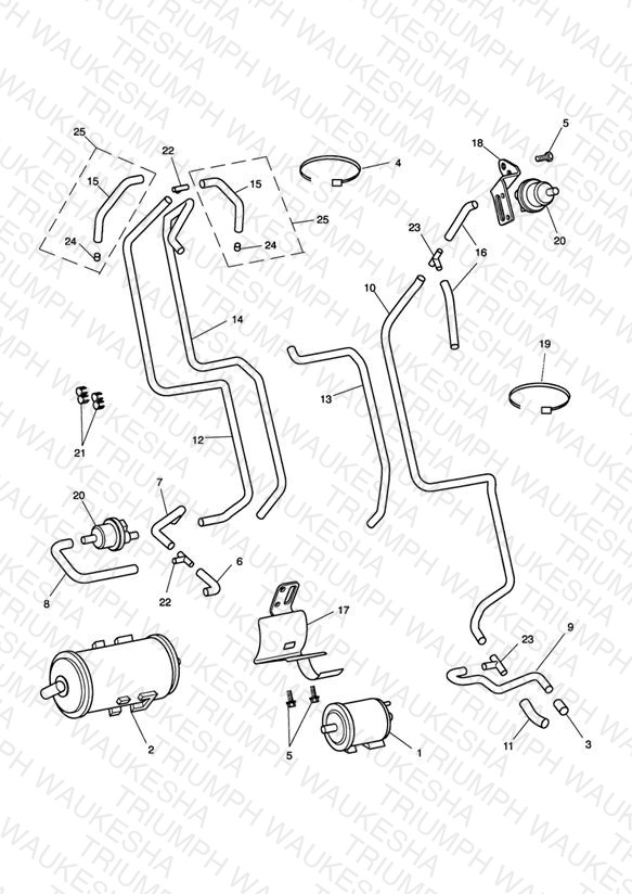 Evaporative Loss Control System - California Only - Bonneville T100 210262 > Eng No 255842