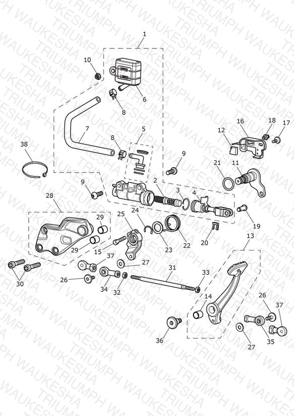 Rear Brake Master Cylinder, Reservoir & Pedal