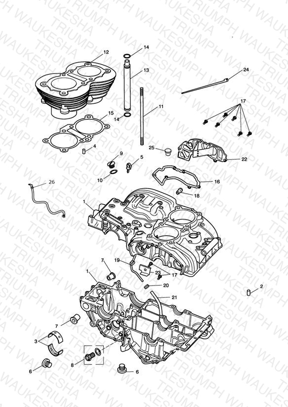 Crankcase & Fittings - from Eng No 221609 (Except Eng No's 229407 to 230164)