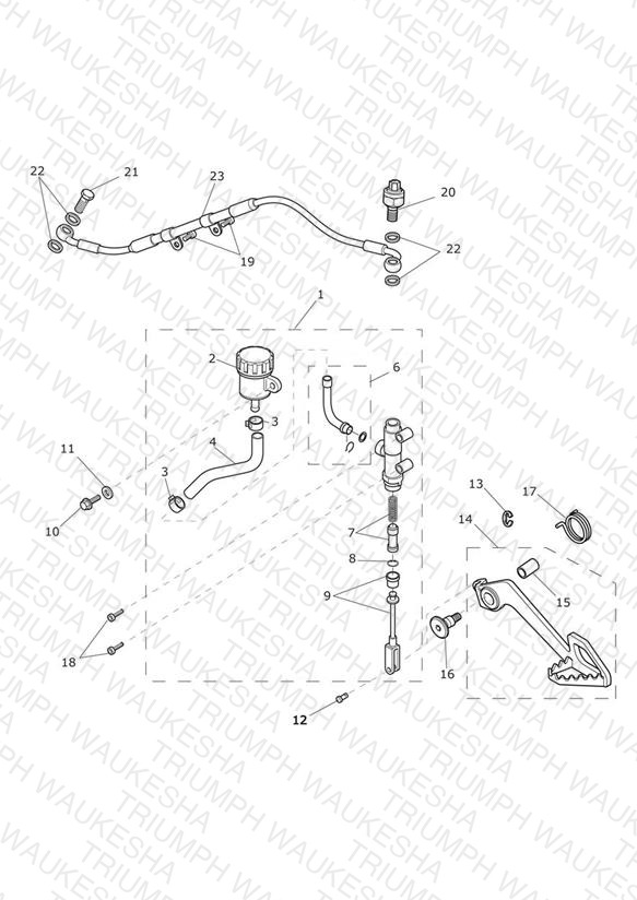 Rear Brake Master Cylinder, Reservoir & Pedal