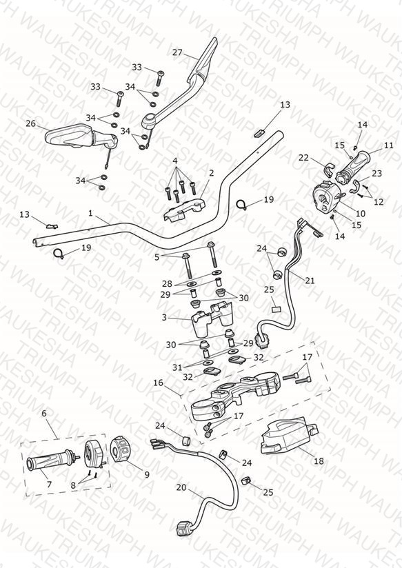 Handlebars, Top Yoke & Mirrors