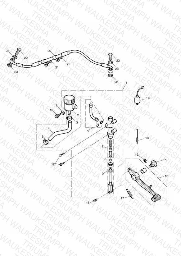 Rear Brake Master Cylinder, Reservoir & Pedal