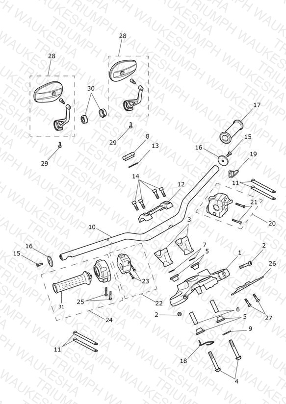 Handlebars, Top Yokes & Mirrors - 920186 > All Expt BR & 932929 - BR Only