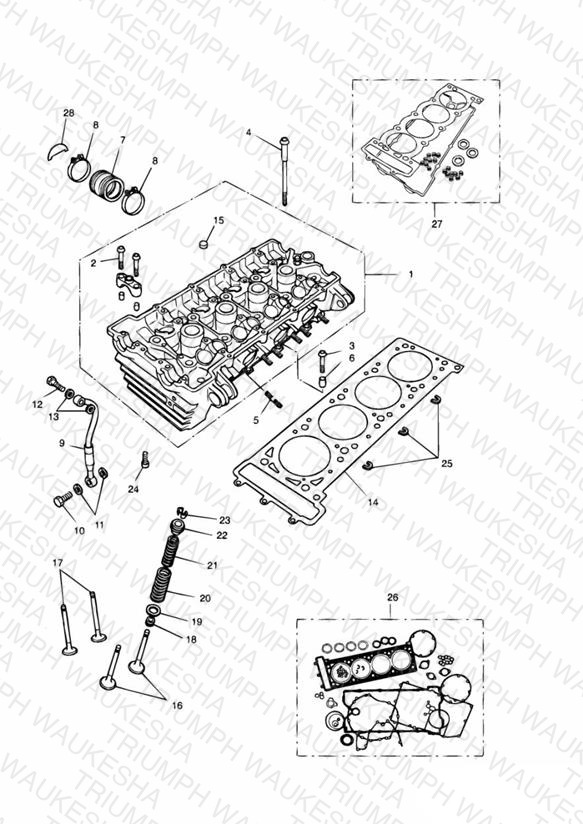 Cylinder Head and Valves 4 Cylinder Grey