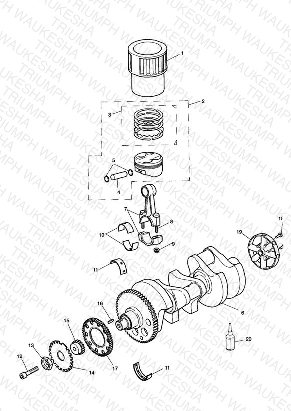 Crankshaft/Conn Rod/Pistons and Liners 885cc Engine