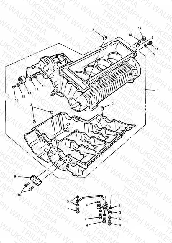 Crankcase & Fittings - 4 Cyl. Grey Engines