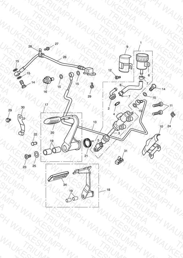 Rear Brake Master Cylinder, Reservoir & Pedal