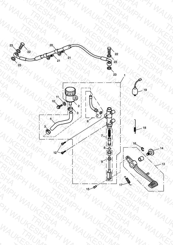 Rear Brake Master Cylinder, Reservoir & Pedal