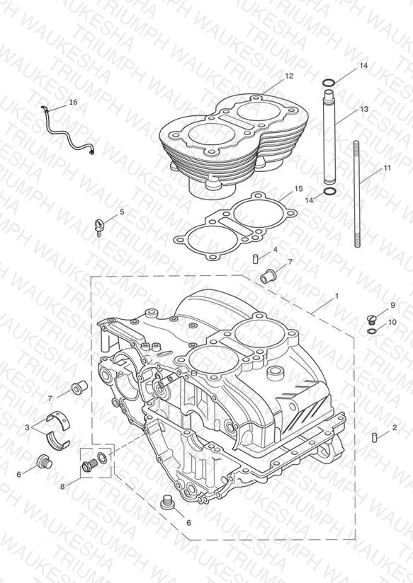 Crankcase & Fittings - up to Eng No 221608 (Plus Eng No's 229407 to 230164)