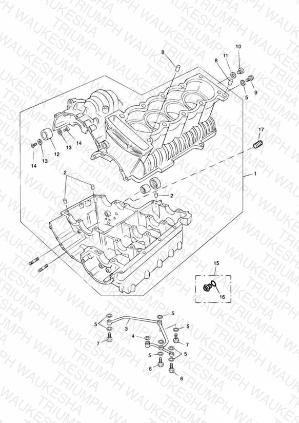 Crankcase & Fittings - 4 Cyl. Black Engines