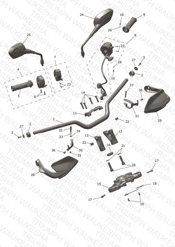 Handlebars, Top Yoke & Mirrors