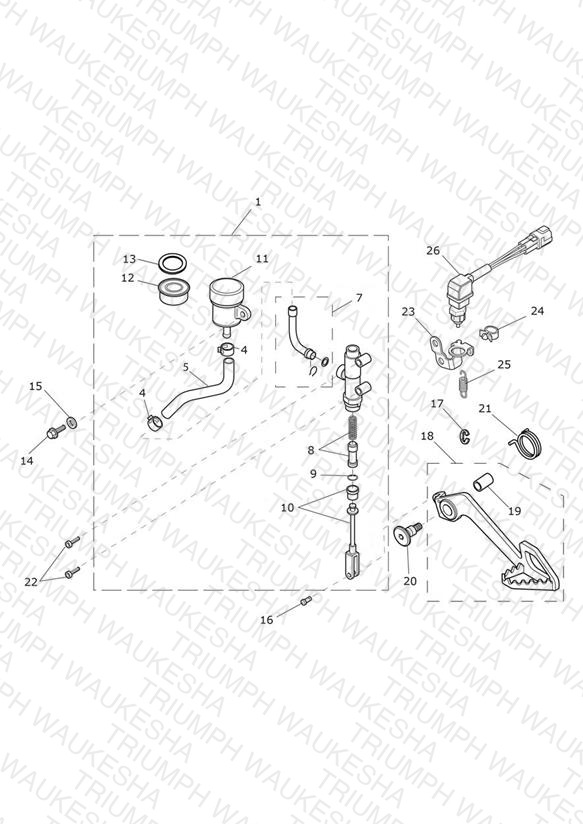 Rear Brake Master Cylinder, Reservoir & Pedal