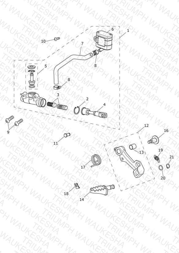 Rear Brake Master Cylinder, Reservoir & Pedal