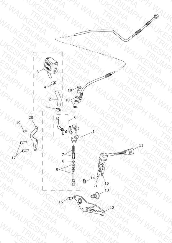 Rear Brake Master Cylinder, Reservoir & Pedal