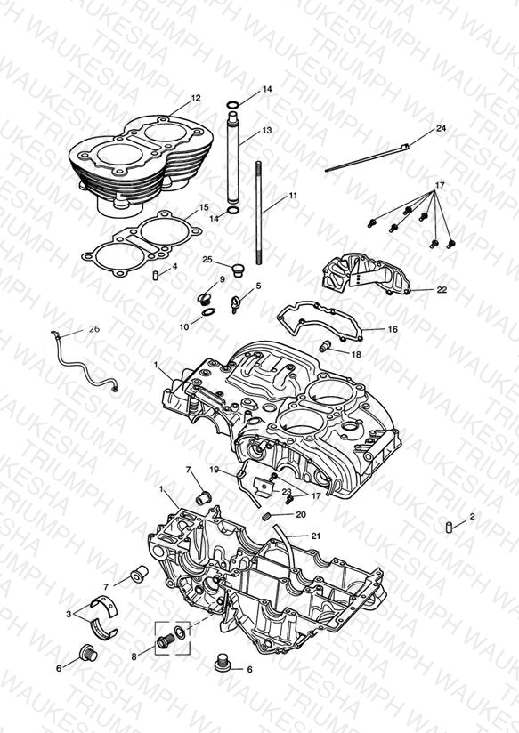 C/Case & Ftgs - Bonny T100 Eng No 221609 > (Expt Eng No's 229407 > 230164)