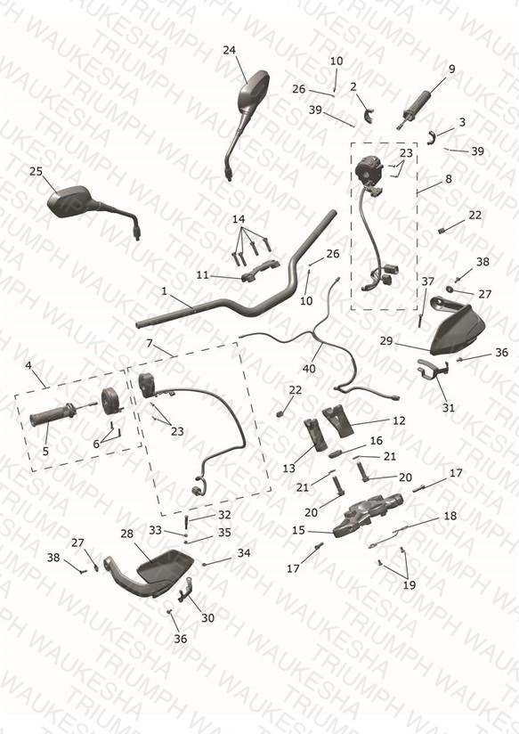Handlebars, Top Yoke & Mirrors
