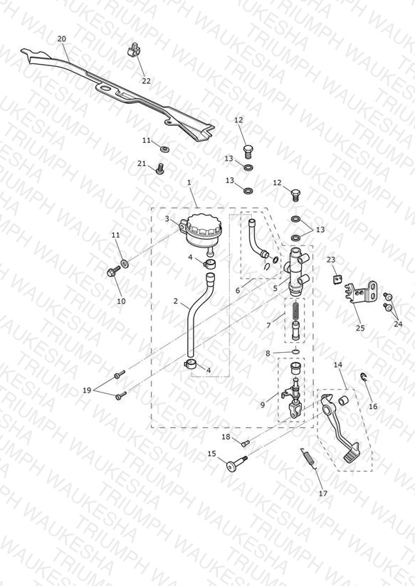 Rear Brake Master Cylinder, Reservoir & Pedal