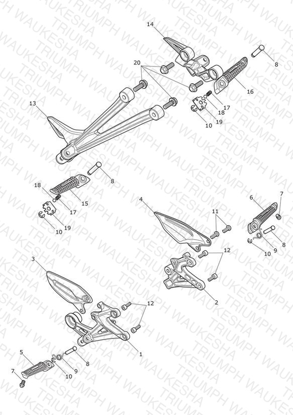 Footrests & Mountings - Street Triple Rx Only (Except JP)