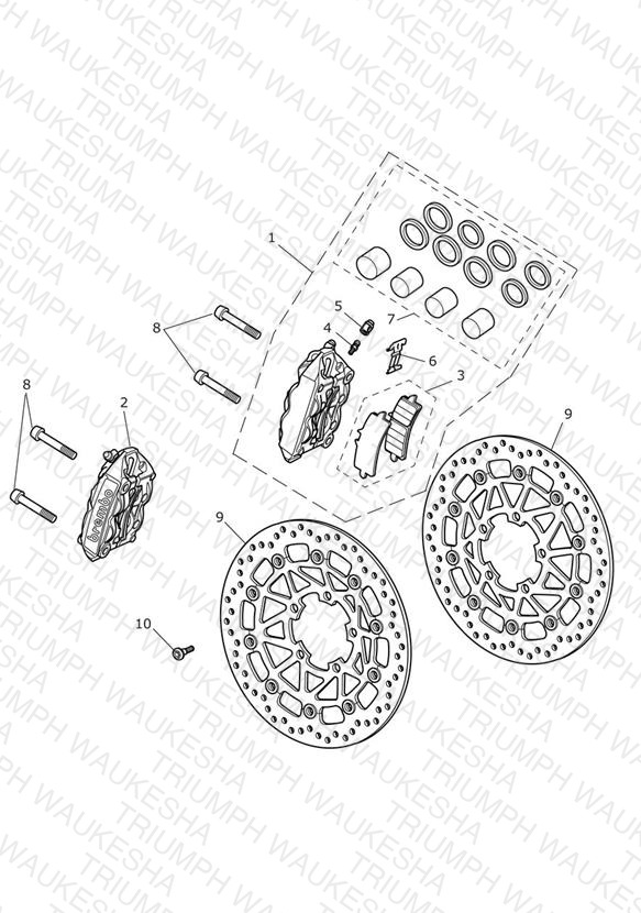 Front Brake Caliper & Discs - Daytona 675R Only
