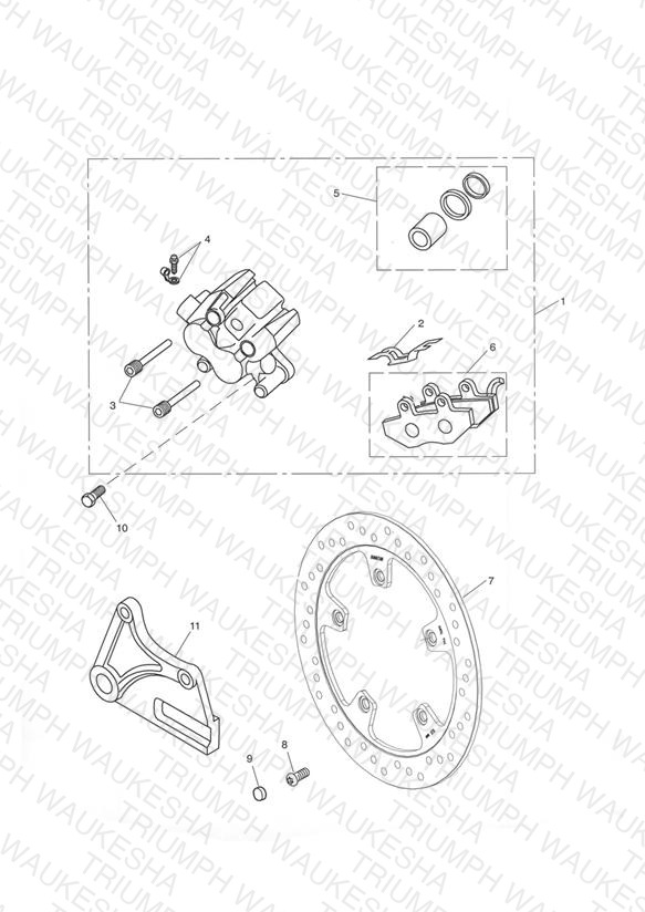 Rear Brake Caliper, Carrier & Disc