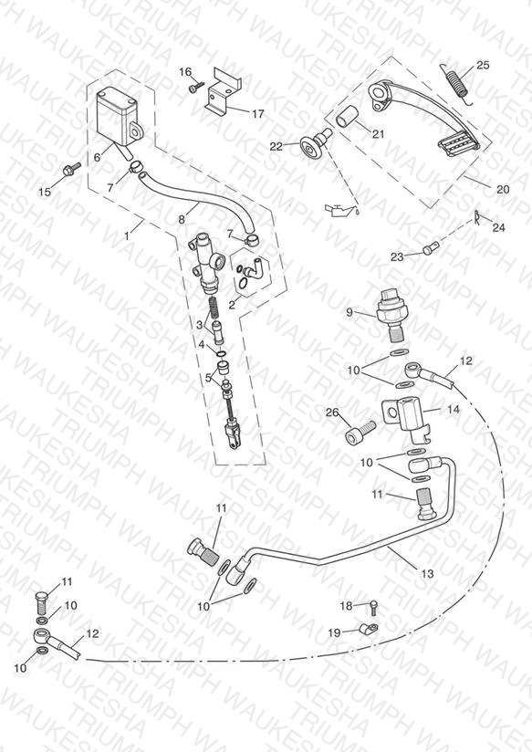 Rear Brake Master Cylinder, Reservoir & Pedal