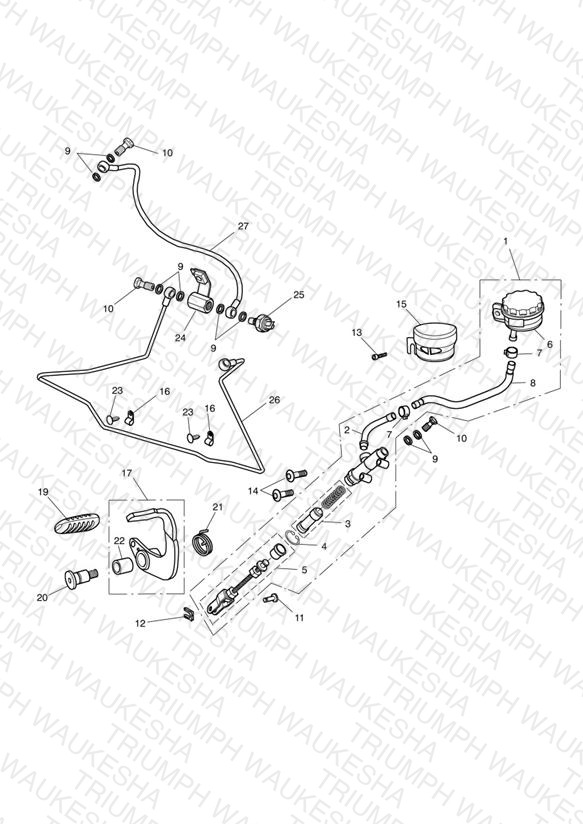 Rear Brake Master Cylinder, Reservoir & Pedal 468391 > 532899