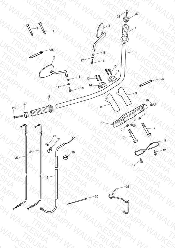 Handlebars, Top Yoke, Cables & Mirrors 469051 >