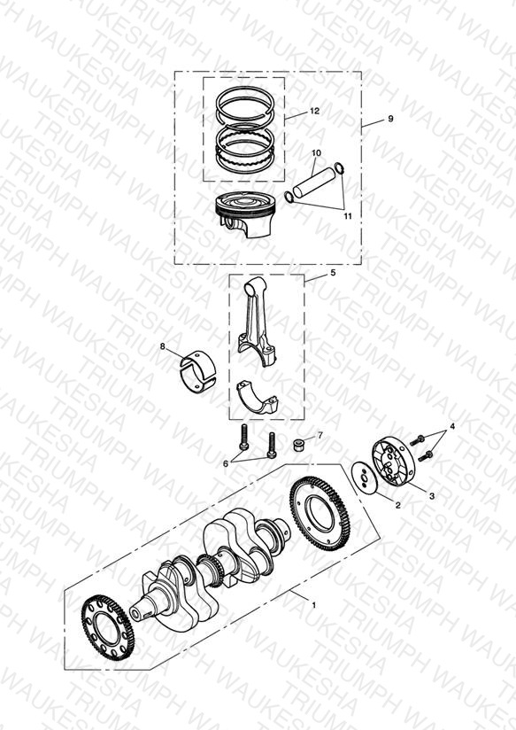Crankshaft,Conn Rods & Pistons Eng No 211133 >