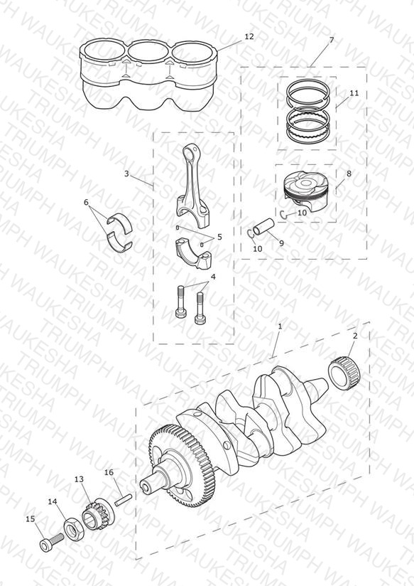 Crankshaft, Connecting Rods, Pistons & Liners