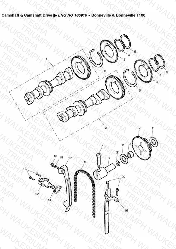 Camshaft and Drive  » ENG NO 186916 - Bonneville & Bonneville T100