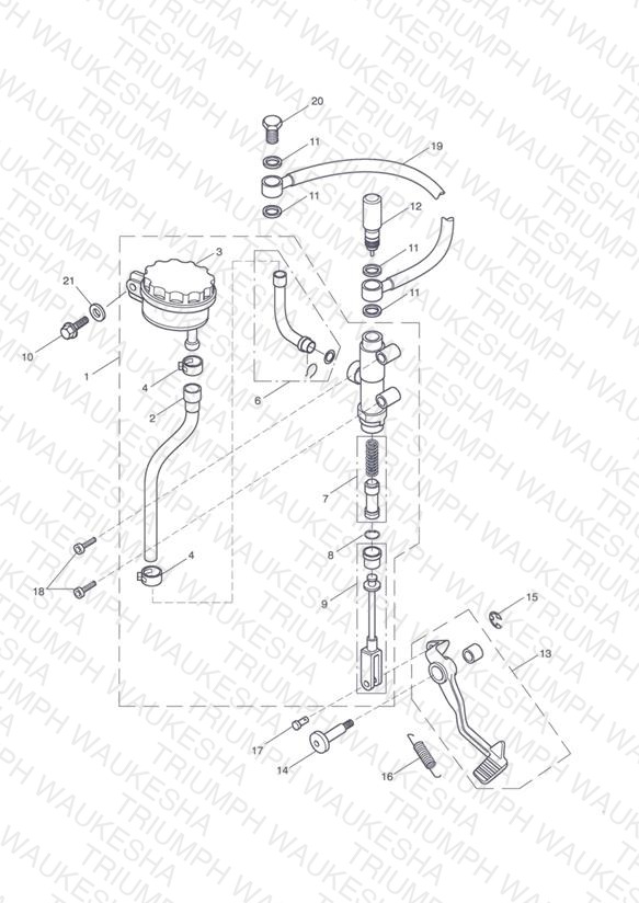 Rear Brake Master Cylinder, Reservoir & Pedal