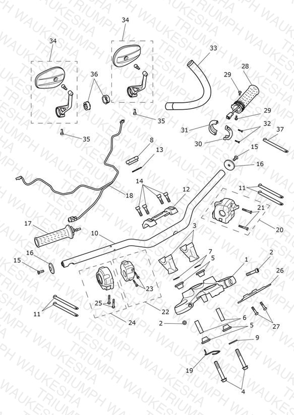 Handlebars, Top Yokes & Mirrors > 920185 All Expt BR & > 932928 - BR Only