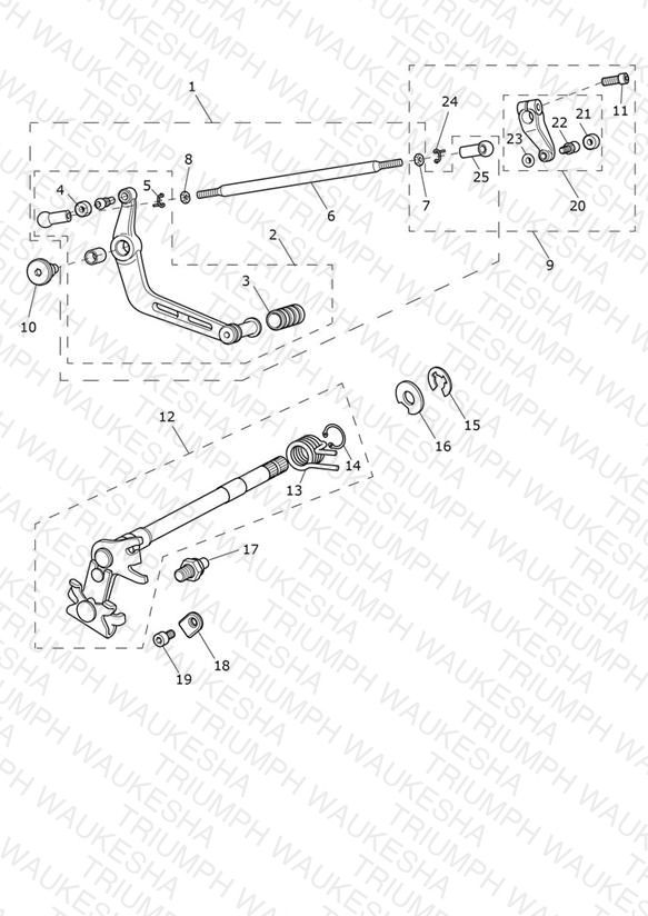 Gear Change Mechanism - Excluding 675R > 540562 (Including 540615 & 540625)